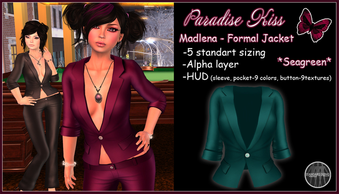 {Paradise Kiss} Madlen-Formal Jacket-Seagreen-Rigged Mesh