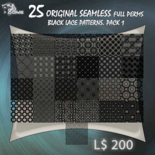 25 FULL PERMS SEAMLESS BLACK LACE PATTERNS. P1
