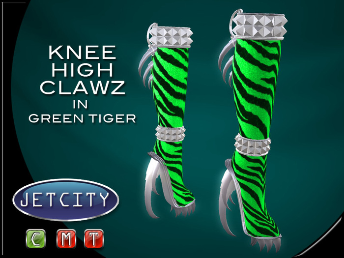 JETCITY BOOTS > Knee High Clawz - Green Tiger