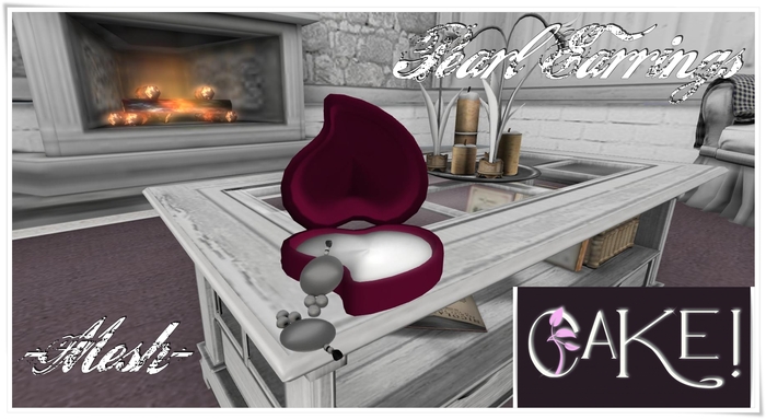 [[>CaKe!!<]] Mesh Pearl Earrings- Silver