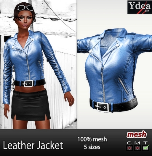 *Ydea* Mesh Leather jacket Bleu