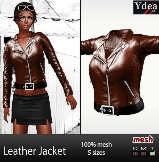 *Ydea* Mesh Leather jacket Brown 2