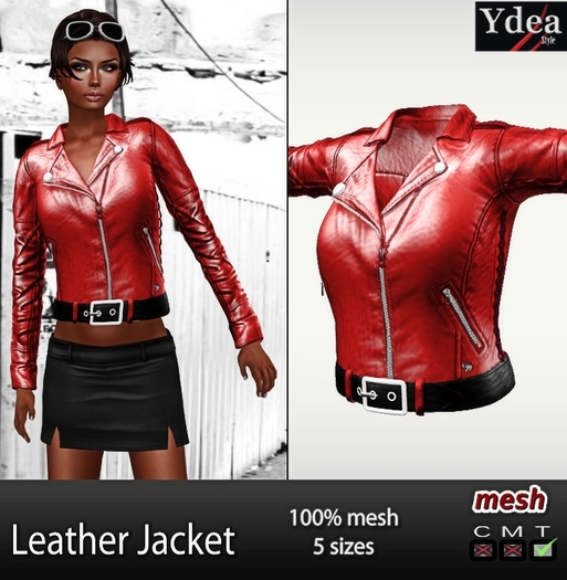 *Ydea* Mesh Leather jacket Red