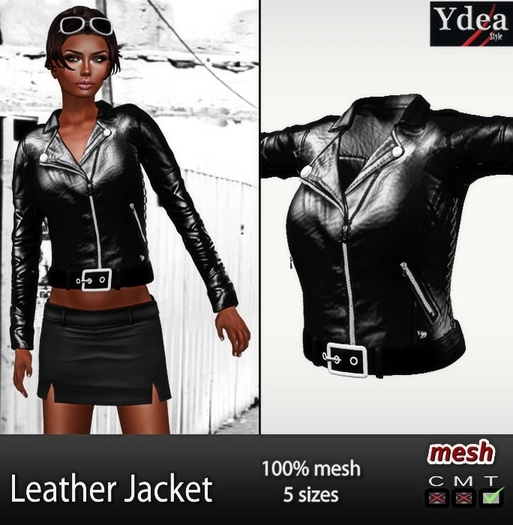 *Ydea* Mesh Leather jacket Black