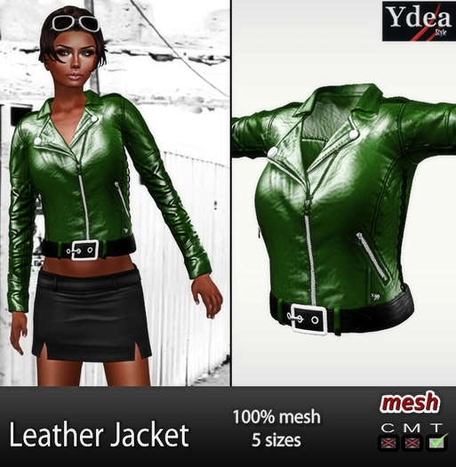 *Ydea* Mesh Leather jacket Green