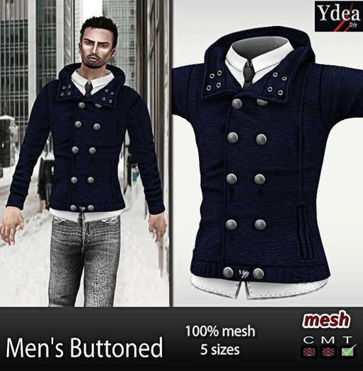 *Ydea* Men's Buttoned Jacket Navy