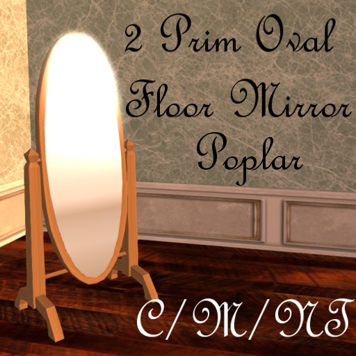 2 Prim Oval Floor Mirror ~Poplar~