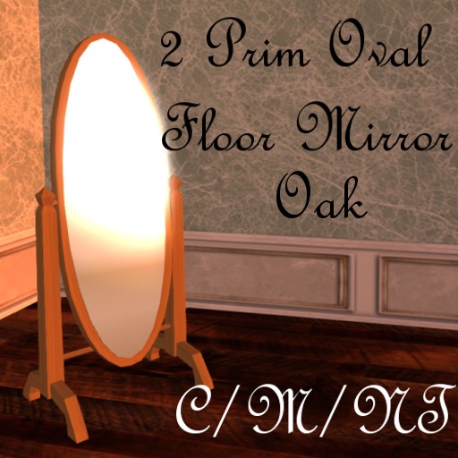 2 Prim Oval Floor Mirror ~Oak~