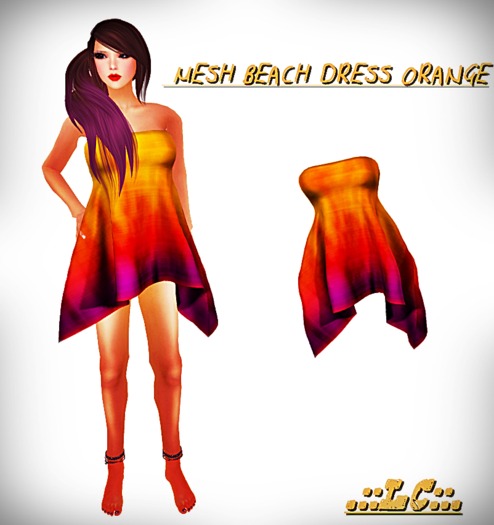 .::LC::.  MESH BEACH DRESS ORANGE (XS/S/M/L/XL)