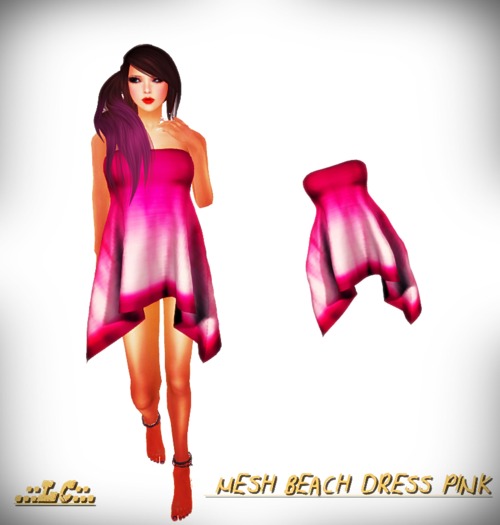  .::LC::.  MESH BEACH DRESS PINK  (XS/S/M/L/XL)