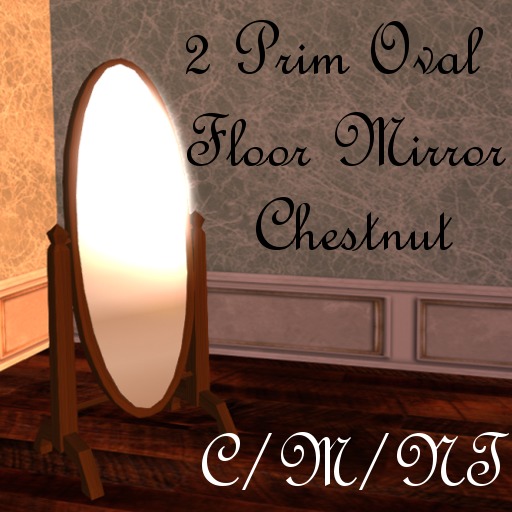 2 Prim Oval Floor Mirror ~Chestnut~