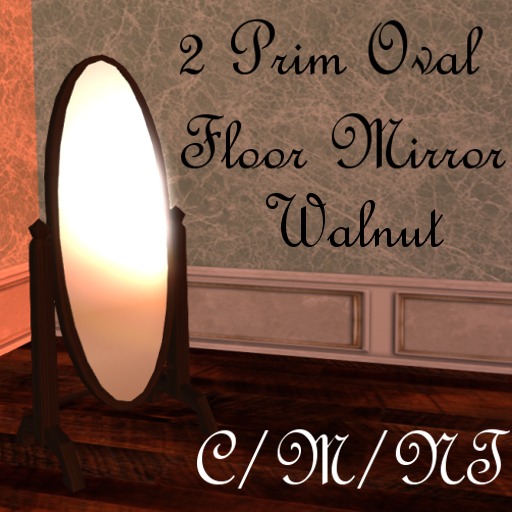 2 Prim Oval Floor Mirror ~Walnut~