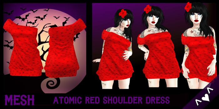 ^v^DRBC^v^Atomic Red Shoulder Dress