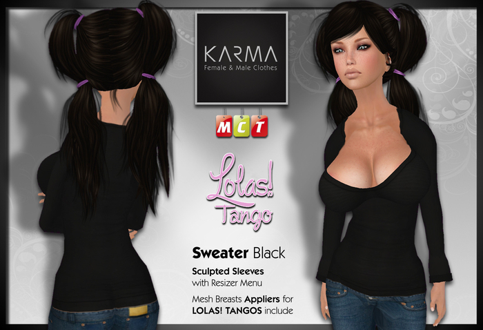 Karma - Sweater Black with Lolas Tango Applier
