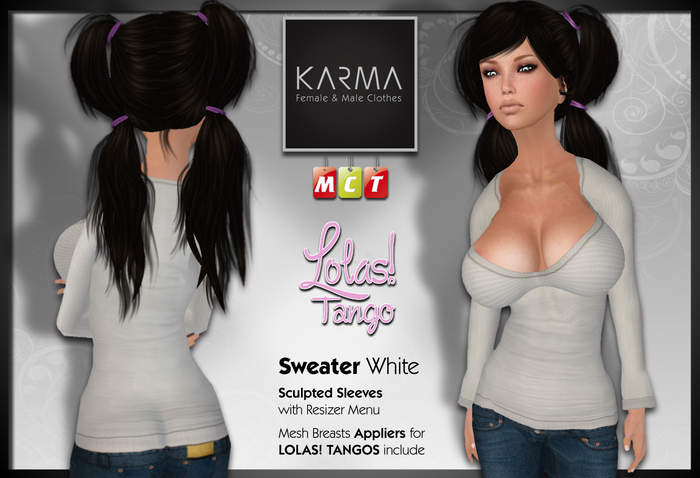 Karma - Sweater White with Lolas Tango Applier