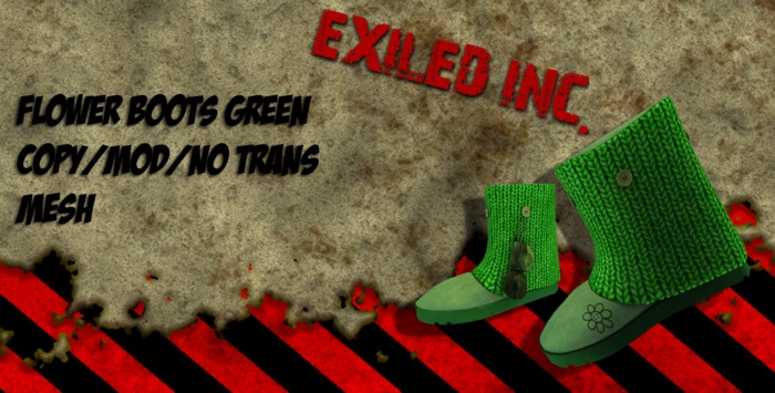 [Exiled Inc.] Flower Boots Green