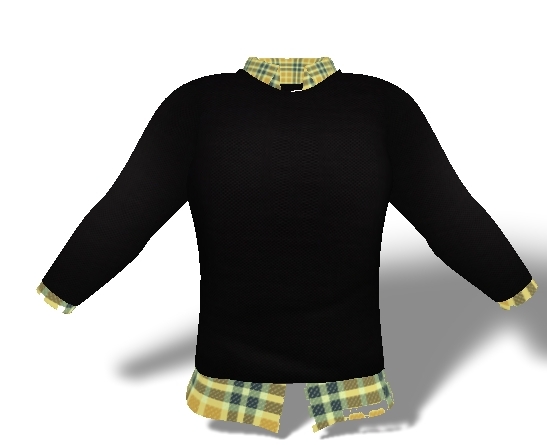 Mens Mesh Sweater and Shirt Combo Mustard