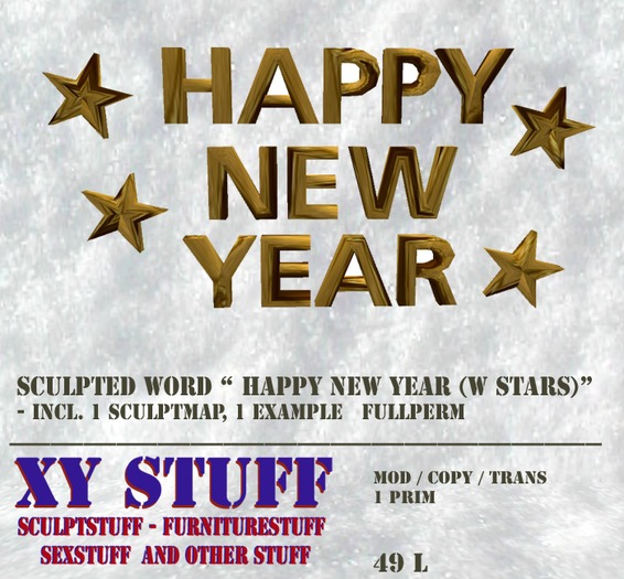 Wordsculpt HAPPY NEW YEAR w stars  FP