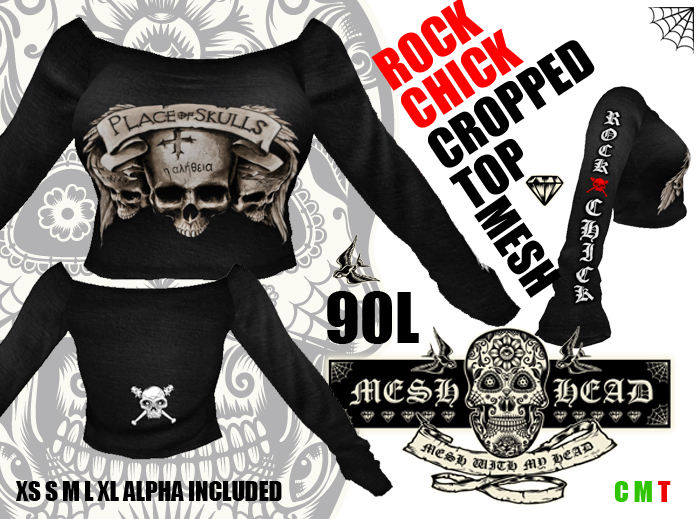 Mesh Head - Rock Chick Cropped Sweater - All Sizes