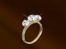Troymart Silver & Gold Diamond Aura 3 Friendship Ring - Metal and Gem Color Change - Right-Hand Ring