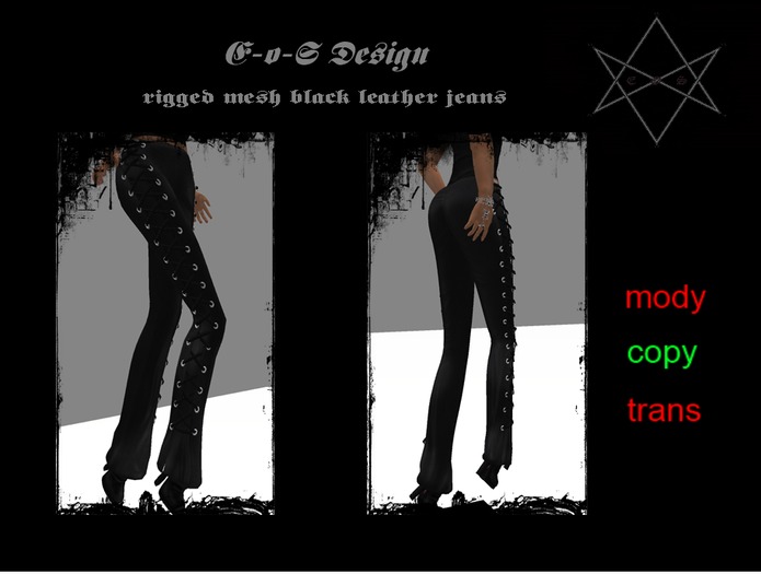 rigged mesh leather jeans black
