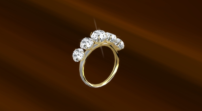 Troymart Silver & Gold Diamond Aura 5 Friendship Ring - Metal and Gem Color Change - Right-Hand Ring