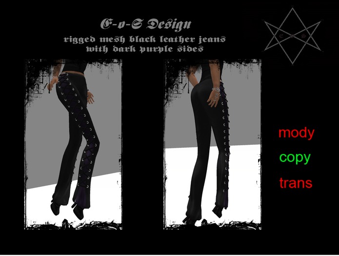 rigged mesh leather jeans black purple side