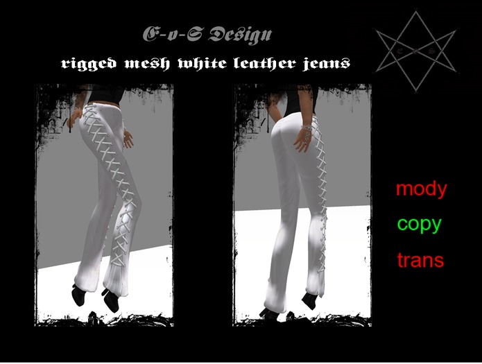 rigged mesh leather jeans white