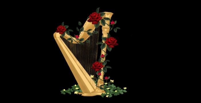 Beautifull gold harp transfer 1 prim