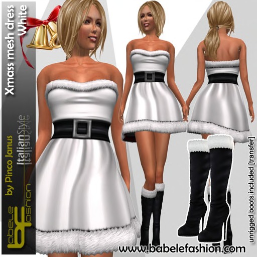 Babele Fashion Xmas Mesh Dress White