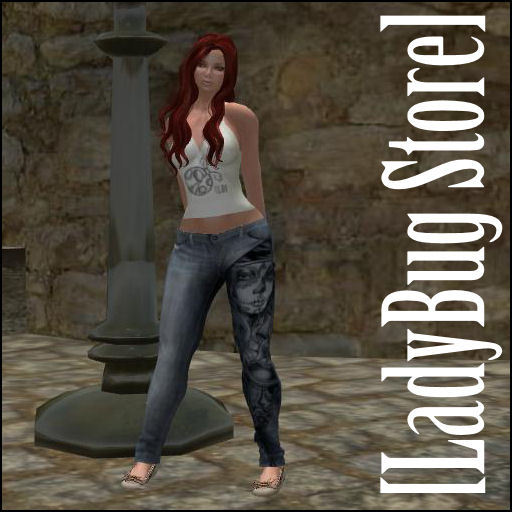 [LadyBug Store]Graffiti Blue Ladies Skinny Jeans