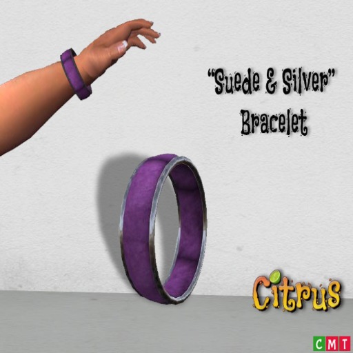 *Citrus* - Suede and Silver Bangle Boxed - Grape