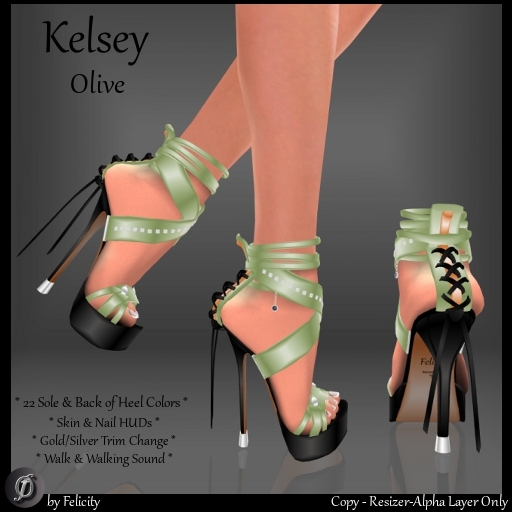 *Felicity* Kelsey Stilettos - Olive Studded High Heels Shoes with Color Change Sole Sculpted Shoe (22 Texture Options)