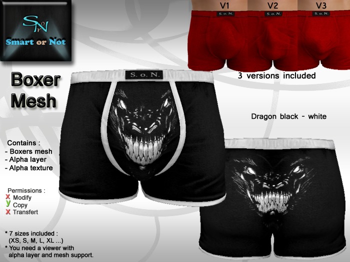 Boxer Dragon black white - MESH