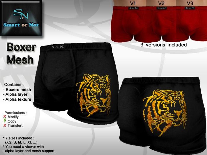 Boxer Tiger black - MESH