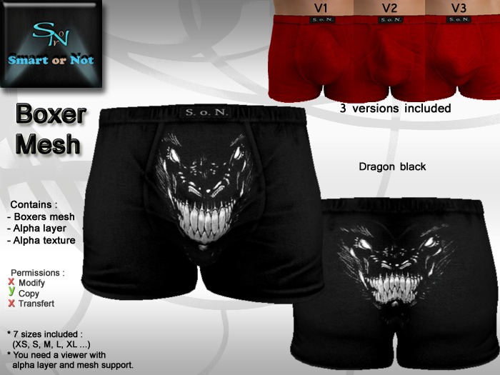 Boxer Dragon black - MESH