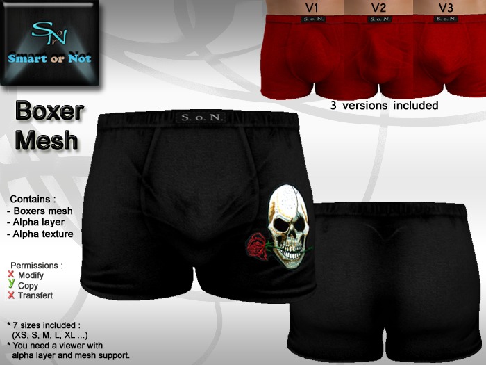 Boxer skull black - MESH