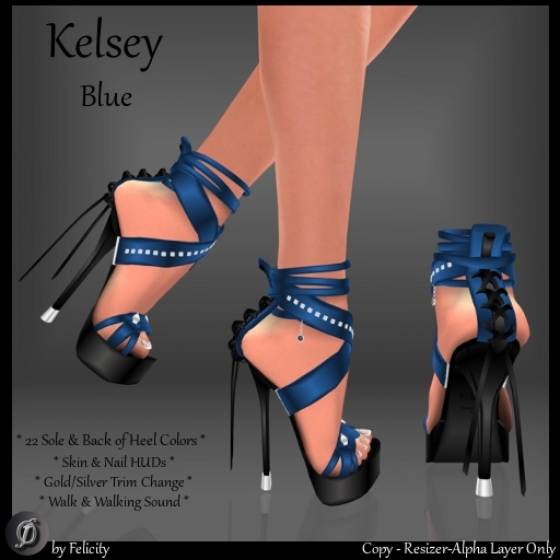 *Felicity* Kelsey Stilettos - Blue Studded High Heels Shoes with Color Change Sole Sculpted Shoe (22 Texture Options)