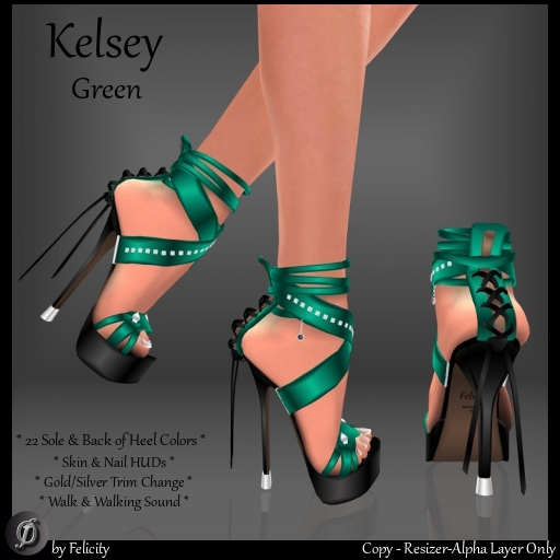 *Felicity* Kelsey Stilettos - Green Studded High Heels Shoes with Color Change Sole Sculpted Shoe (22 Texture Options)