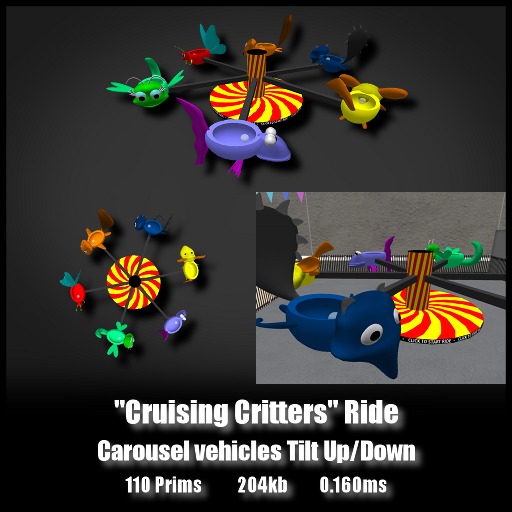 Cruising Critters Ride *0.160ms* Carousel Vehicles Tilt Up Down 