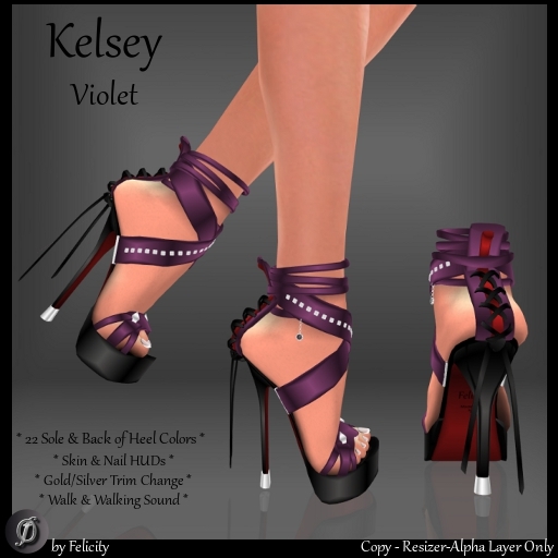 *Felicity* Kelsey Stilettos - Violet Studded High Heels Shoes with Color Change Sole Sculpted Shoe (22 Texture Options)