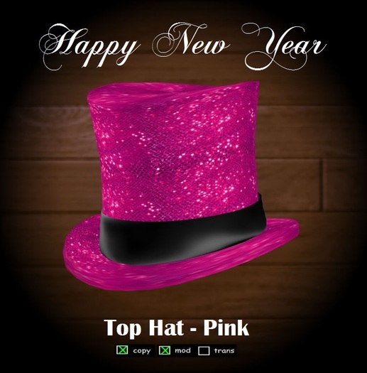 TWO New Year Top Hats - Pink (Boxed)