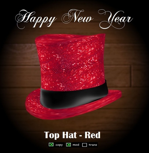 TWO New Year Top Hats - Red (Boxed)