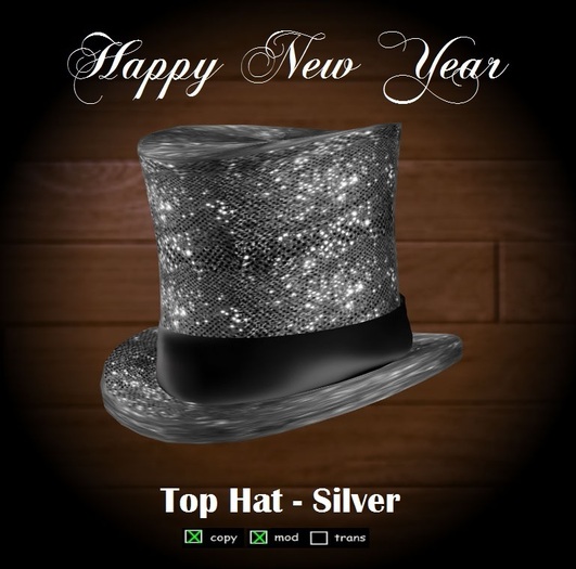 TWO New Year Top Hats - Silver (Boxed)