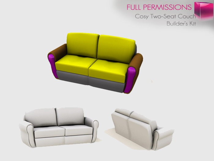 Full Perm Mesh Cosy Two-Seat Couch- Only 4 Prims - Builder's Kit