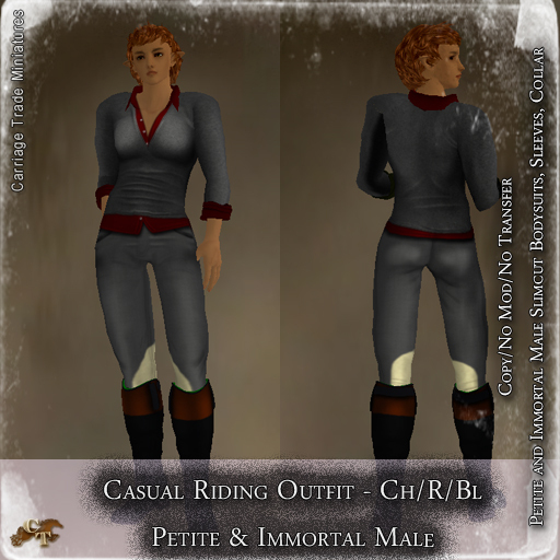 @CTM@ Casual Riding Oufit (Petite/Immortal MALE) Charcoal/Red/Black