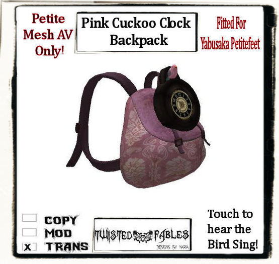 Petite Pink Cuckoo Clock Backpack