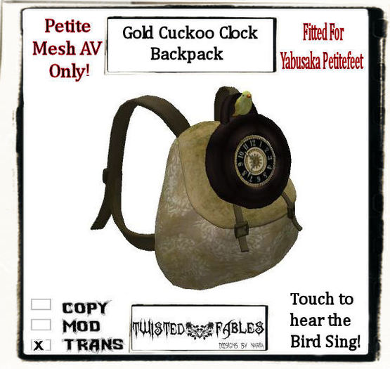Petite Gold Cuckoo Clock Backpack