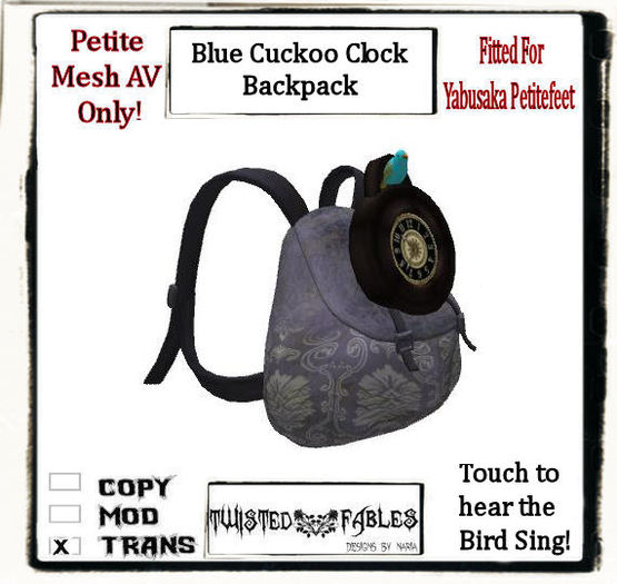 Petite Blue Cuckoo Clock Backpack