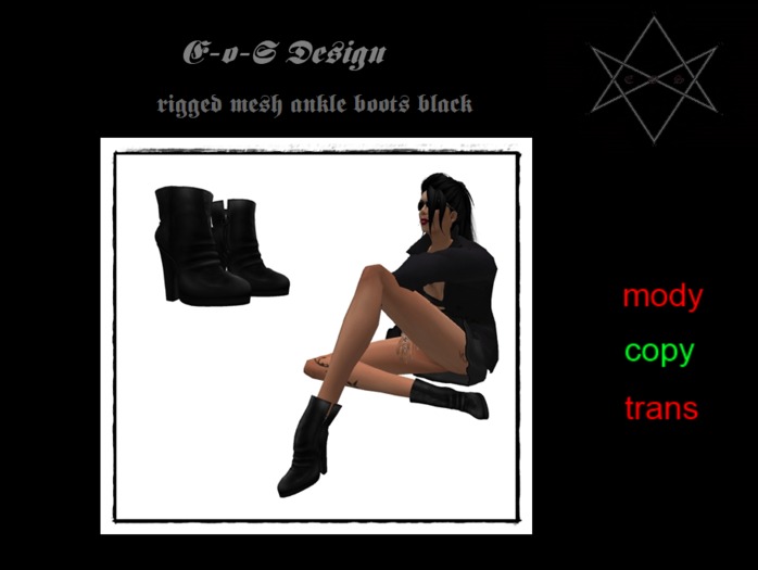 rigged mesh ankle boots black